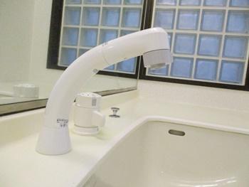 洗面台右の水栓はKVKのKF125Nサーモスタット式洗髪シャワーに交換しました。